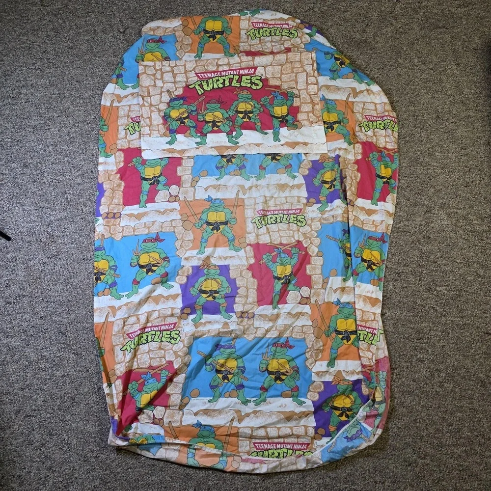 Vintage 1988 TMNT Teenage Mutant Ninja Turtles‎ Twin Sheet & Pillowcase Set